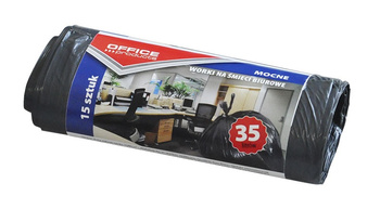WORKI NA ŚMIECI LDPE OFFICE PRODUCTS CZARNE 35L 15SZT.