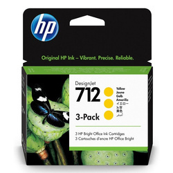 HP ORYGINALNY INK / TUSZ 3ED79A, HP 712, YELLOW, 29ML, HP 3-PACK DESIGNJET STUDIO,T210,T230,T250,T630,T650