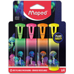 ZAKREŚLACZ MAPED DEEPSEA FLUO MIX KOLORÓW 4 SZT ETUI KARTONOWE