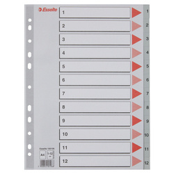 PRZEKŁADKI 1-12 A4 ESSELTE 100106 SZARY PP