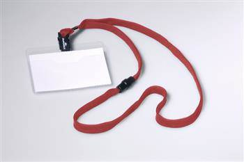 IDENTYFIKATOR OTWARTY OD GÓRY 60X90MM DURABLE 813903 Z CZERWONĄ TAŚMĄ Z PRZEZROCZYSTEJ TWARDEJ FOLII 1 SZT.