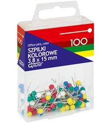 SZPILKI 3.8X15MM GRAND 110-1671 KOLOROWE W POJEMNIKU PLASTIKOWYM 100SZT