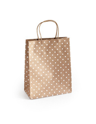 TOREBKA NA PREZENTY 25X10X20CM ARGO 257004 CIEMNOBEŻOWA SREBRNE KROPKI PAPIER KRAFT 5SZT