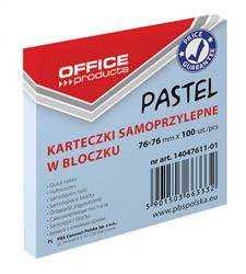 KARTECZKI SAMOPRZYLEPNE 76X76MM OFFICE PRODUCTS PASTELOWE NIEBIESKIE 100KART