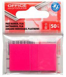 ZAKŁADKI INDEKSUJĄCE FOLIOWE 25X43MM OFFICE PRODUCTS RÓŻOWE 50 SZT