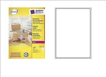 Etykiety wysyłkowe 199.6x289.1mm do adresowania AVERY ZWECKFORM L7167-100 białe 100ark*1szt