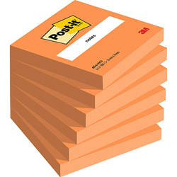 KARTECZKI SAMOPRZYLEPNE 76X76MM 3M POST-IT® 654N JASKRAWY POMARAŃCZOWY 100 KART