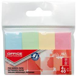 ZAKŁADKI INDEKSUJĄCE PAPIEROWE 20X50MM OFFICE PRODUCTS MIX KOLORÓW PATEL 4X40 SZT