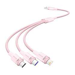 Kabel USB 2.0 A do 3w1 6A Vention CTRPG 1.5M (różowy)