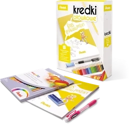 KREDKI OŁÓWKOWE Z KURSEM RYSOWANIA PENTEL CB8-24 24KOL