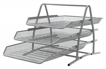 SZUFLADA NA DOKUMENTY 273X262X350MM Q-CONNECT OFFICE SET 3 SZUFLADY SREBRNA METALOWA SIATKA