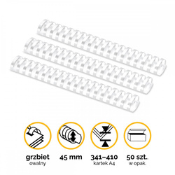 GRZBIET PLASTIKOWY 45MM FELLOWES 5349802 BIAŁY 50 SZT