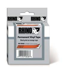 TASIEMKA ORYGINALNA KOLOR NADRUKU: CZARNY/KOLOR TŁA: POMARAŃCZOWE DYMO S0718500/18436 19MM X 5.5 M WINYLOWA, ELASTYCZNA/TRWAŁY KLEJ, DO OPISU KABLI I ZAOKRĄGLONYCH POWIERZCHNI