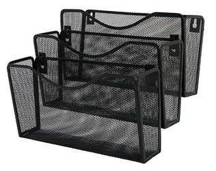 ZESTAW POJEMNIKÓW NA DOKUMENTY 3 PÓŁKI A4 Q-CONNECT OFFICE SET CZARNY METALOWA SIATKA