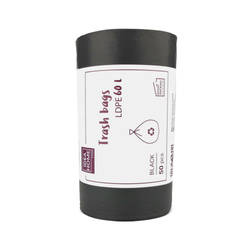 WORKI NA ŚMIECI LDPE CZARNE 60L 50SZT