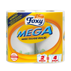 RĘCZNIK PAPIEROWY DWUWARSTWOWY CELULOZOWY FOXY MEGA BIAŁY 90 LISTKÓW 2 SZT