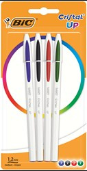 DŁUGOPIS BIC CRISTAL UP 949871 MIX 1.2MM BIAŁA OBUDOWA BLISTER 4SZT