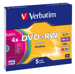 PŁYTA DVD+RW 4,7GB 4X VERBATIM DATALIFE PLUS 43297 SLIM 5 SZT.