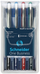 PIÓRO KULKOWE SCHNEIDER ONE BUSINESS MIX KOLORÓW 0.6MM 4SZT
