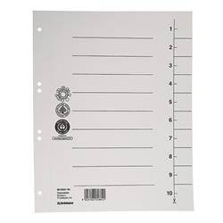 PRZEKŁADKI 1-10 A4 DONAU Z PERFORACJĄ BIAŁE KARTON 250G/M² 100SZT