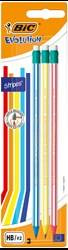 OŁÓWEK OSTRZONY Z GUMKĄ BEZDRZEWNY BIC EVOLUTION STRIPES 646 HB 8902781 HB BLISTER 3SZT