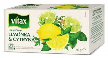 HERBATA LIMONKA Z CYTRYNĄ VITAX INSPIRATIONS 20 TOREBEK