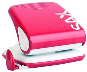 DZIURKACZ METALOWY SAX DESIGN 418 PAPERBOX CZERWONY 25 KART