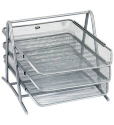 SZUFLADA NA DOKUMENTY GRAND GR-069S 3 SZUFLADY 120-1118 SREBRNA 260X346X305MM METALOWA SIATKA