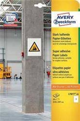 Etykiety papierowe 210x297mm ochronne, zabezpieczające AVERY ZWECKFORM do trudnych powierzchni L7877-20 białe 20ark*1szt