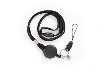 TAŚMA DO HOLDERA Z MECHANIZMEM ŚCIĄGAJĄCYM, KLIPSEM I ZAWIESZKĄ ARGO CZARNA 10 SZT