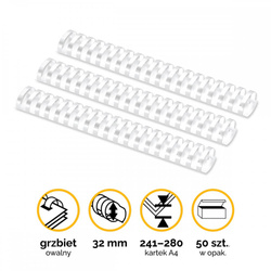 GRZBIET PLASTIKOWY 32MM FELLOWES 5349002 BIAŁY 50 SZT
