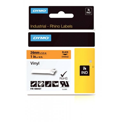 TASIEMKA ORYGINALNA KOLOR NADRUKU: CZARNY/KOLOR TŁA: POMARAŃCZOWE DYMO 1805427 24MM X 5.5 M WINYLOWA, ELASTYCZNA/MOCNY KLEJ, ODPORNA NA SUBSTANCJE CHEMICZNE, WODE I OLEJE. WYTRZYMUJE TEMPERATURY OD -18 DO 90 STOPNI