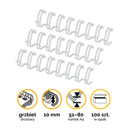 GRZBIET DRUTOWY 10MM FELLOWES 53262 BIAŁY 100 SZT
