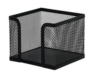 POJEMNIK NA KOSTKĘ BIUROWĄ 95X95X80MM Q-CONNECT OFFICE SET CZARNY METALOWA SIATKA