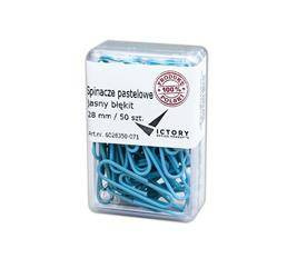 SPINACZE OKRĄGŁE 28MM VICTORY OFFICE PRODUCTS 6028350-071 PASTELOWE JASNONIEBIESKIE METALOWEPOWLEKANE W POJEMNIKU PLASTIKOWYM 50SZT