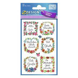 NAKLEJKI ŻYCZENIA PAPIEROWE Z-DESIGN ZWECKFORM 54216 KOLOROWE 2ARK