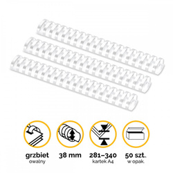 GRZBIET PLASTIKOWY 38MM FELLOWES 5349402 BIAŁY 50 SZT