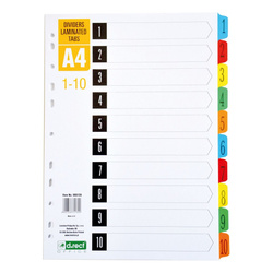 PRZEKŁADKI 1-10 A4 D.RECT MIX KOLORÓW KARTON LAMINOWANE 10KART