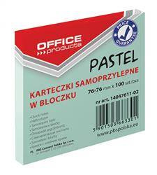 KARTECZKI SAMOPRZYLEPNE 76X76MM OFFICE PRODUCTS PASTELOWE ZIELONE 100KART