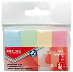 ZAKŁADKI INDEKSUJĄCE PAPIEROWE 20X50MM OFFICE PRODUCTS MIX KOLORÓW PATEL 4X50 SZT