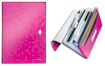 Teczka segregująca A4 LEITZ WOW 45890023 różowa PP 6 przegródek