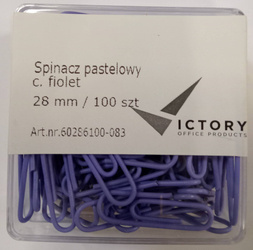SPINACZE OKRĄGŁE 28MM VICTORY OFFICE PRODUCTS 60286100-083 PASTELOWE CIEMNOFIOLETOWE METALOWEPOWLEKANE W POJEMNIKU PLASTIKOWYM 100SZT