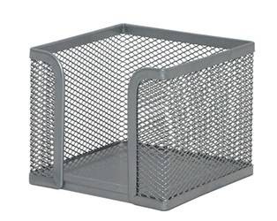 POJEMNIK NA KOSTKĘ BIUROWĄ 95X80X95MM Q-CONNECT OFFICE SET SREBRNY METALOWA SIATKA