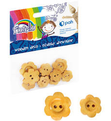 OZDOBY DREWNIANE 6X20MM I 4X25MM FIORELLO GR-WD122 GUZIKI KWIATKI 170-2520 10SZT