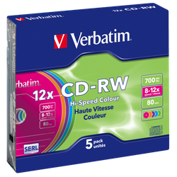 PŁYTA CD-RW 700MB 12X VERBATIM DATALIFE PLUS 43167 SLIM 5 SZT.