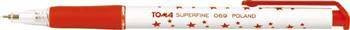Długopis automatyczny TOMA SUPERFINE TO-069 2 2 czerwony 0.5 ob. w gwiazdki