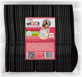 NOŻE PS 16.5CM CZARNE 100SZT QUICKPACK VIGO! 7322990