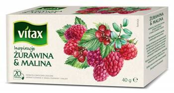 HERBATA ŻURAWINA Z MALINĄ VITAX INSPIRATIONS 20 TOREBEK