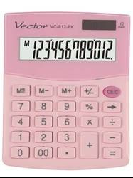 KALKULATOR BIUROWY 124X101X33MM VECTOR KAV VC-812 PK RÓŻOWY PASTELOWY SOLARNE+BATERIA