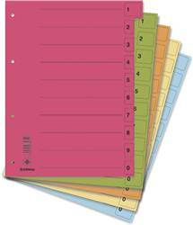 PRZEKŁADKI 0-9 A4 DONAU Z PERFORACJĄ MIX KOLORÓW KARTON 250G/M² 50SZT